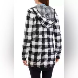 Chaps Black White Jacket W/hood Ladies Small